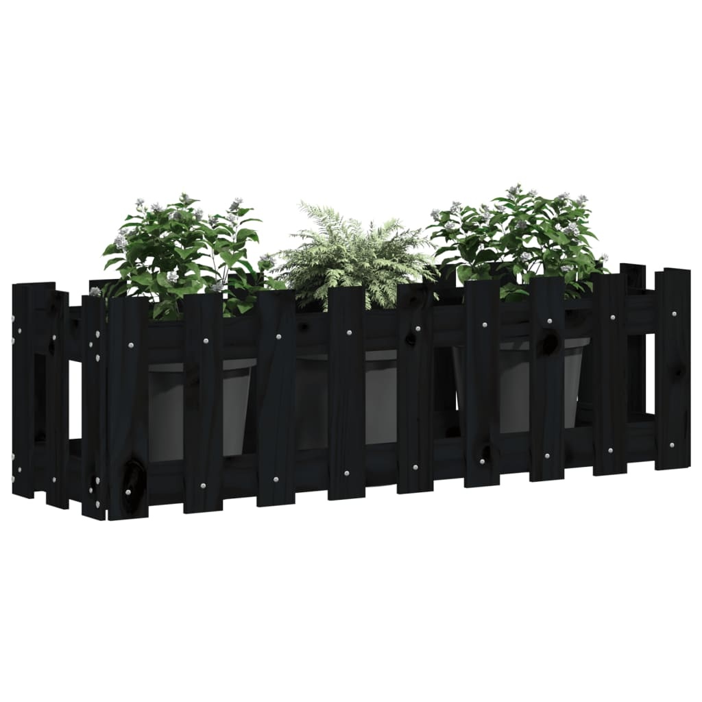 VidaXL Plantenbak verhoogd hekontwerp 100x30x30 cm grenenhout zwart