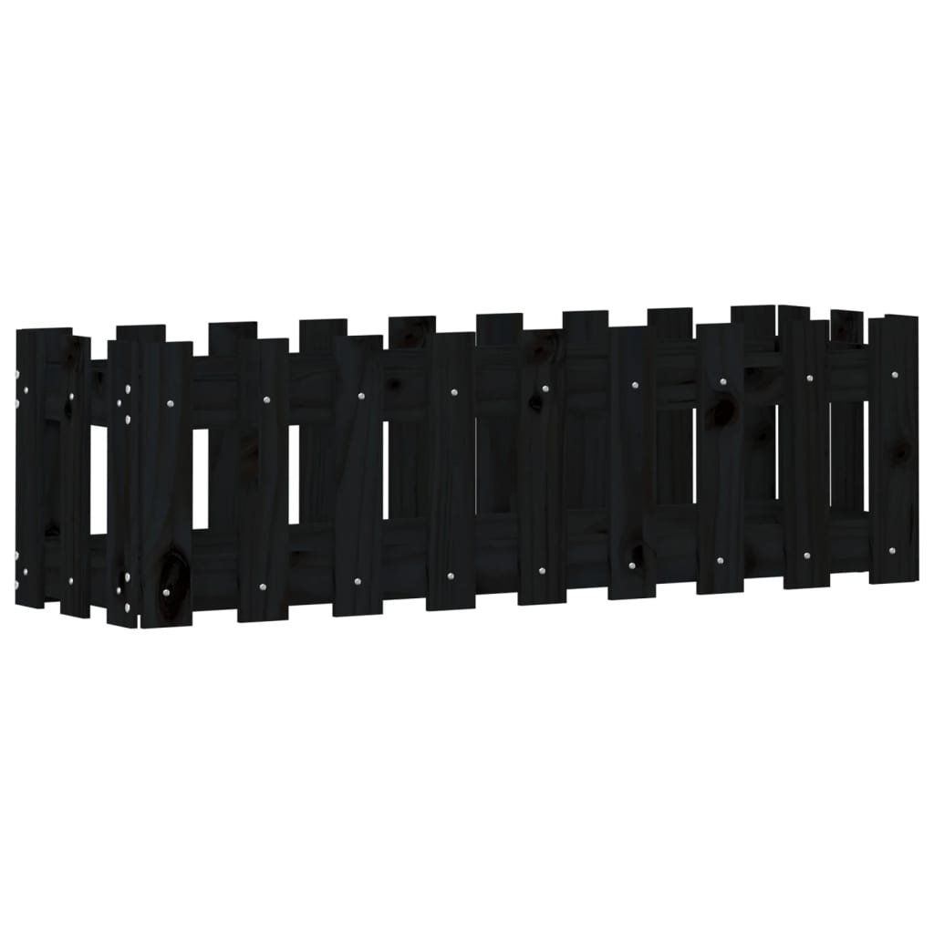 VidaXL Plantenbak verhoogd hekontwerp 100x30x30 cm grenenhout zwart