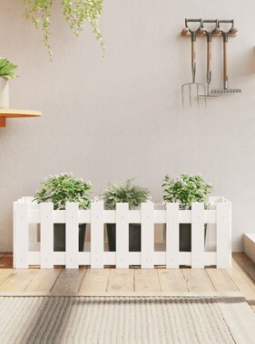 VidaXL Plantenbak verhoogd hekontwerp 100x30x30 cm grenenhout wit