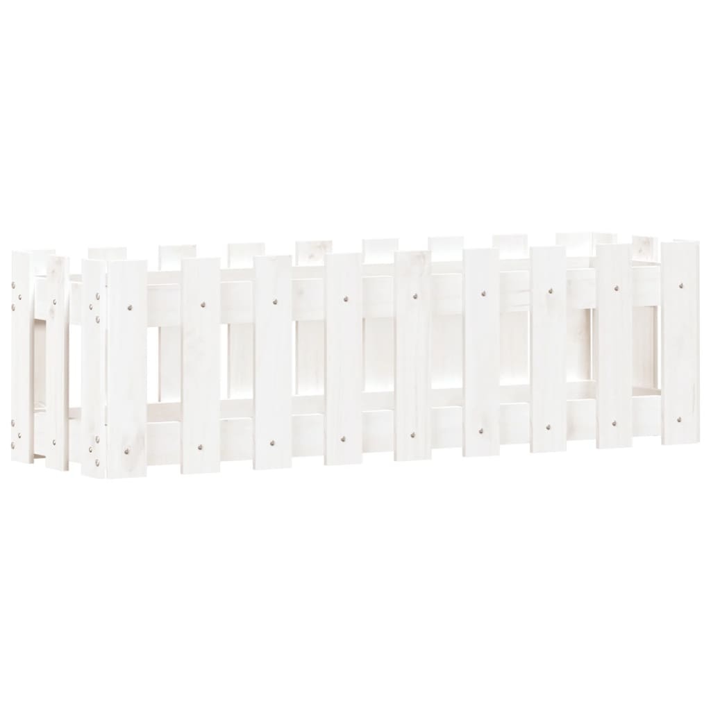 VidaXL Plantenbak verhoogd hekontwerp 100x30x30 cm grenenhout wit