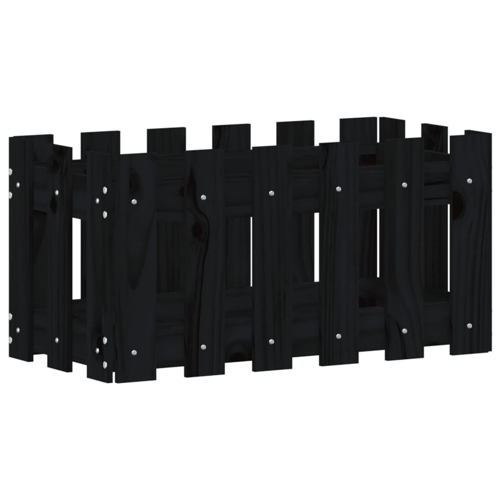 VidaXL Plantenbak met hekontwerp 60x30x30 cm massief grenenhout zwart
