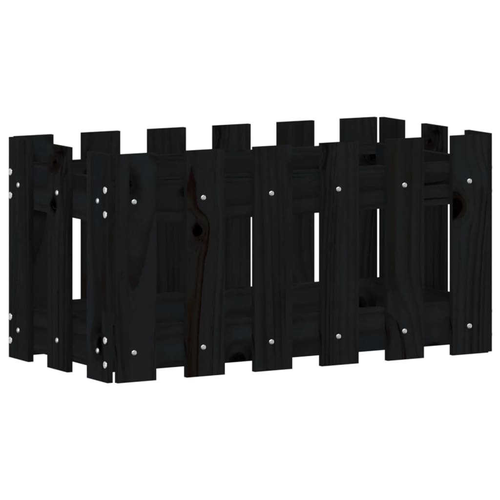 VidaXL Plantenbak met hekontwerp 60x30x30 cm massief grenenhout zwart