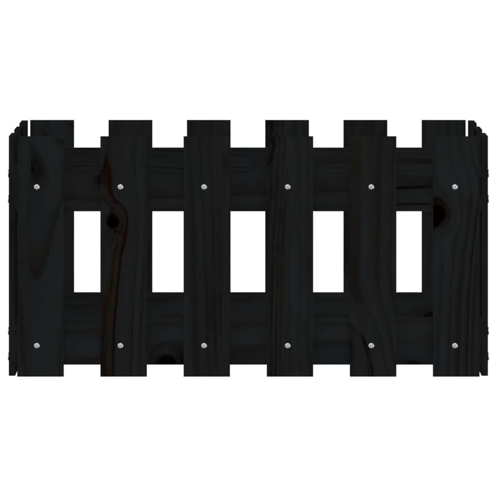 VidaXL Plantenbak met hekontwerp 60x30x30 cm massief grenenhout zwart