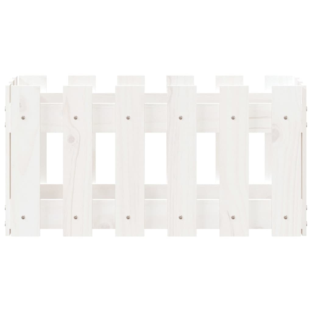 VidaXL Plantenbak met hekontwerp 60x30x30 cm massief grenenhout wit