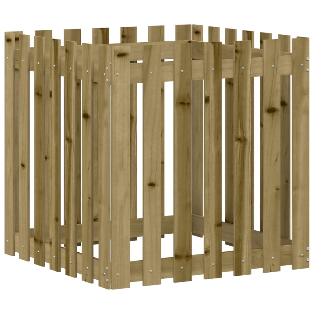 VidaXL Plantenbak met hekontwerp 70x70x70 cm geïmpregneerd grenenhout