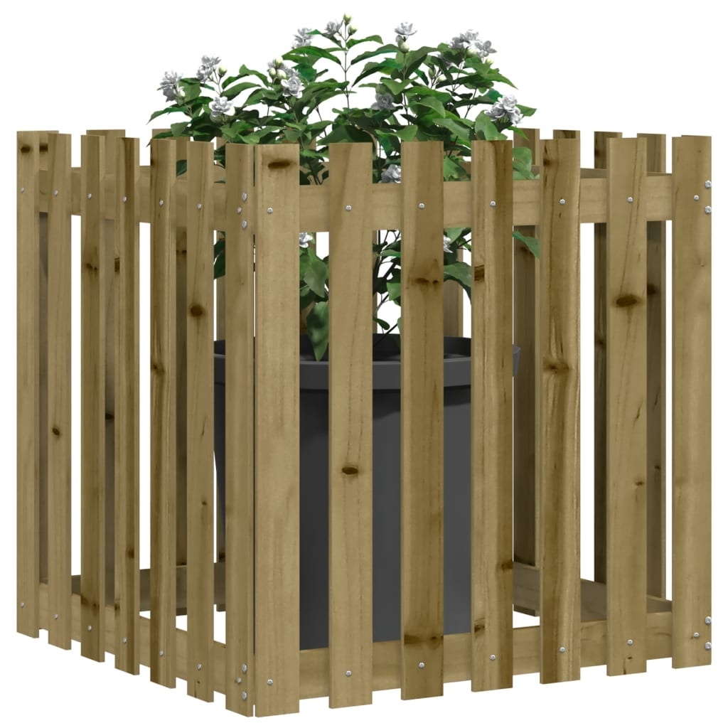 VidaXL Plantenbak met hekontwerp 70x70x70 cm geïmpregneerd grenenhout