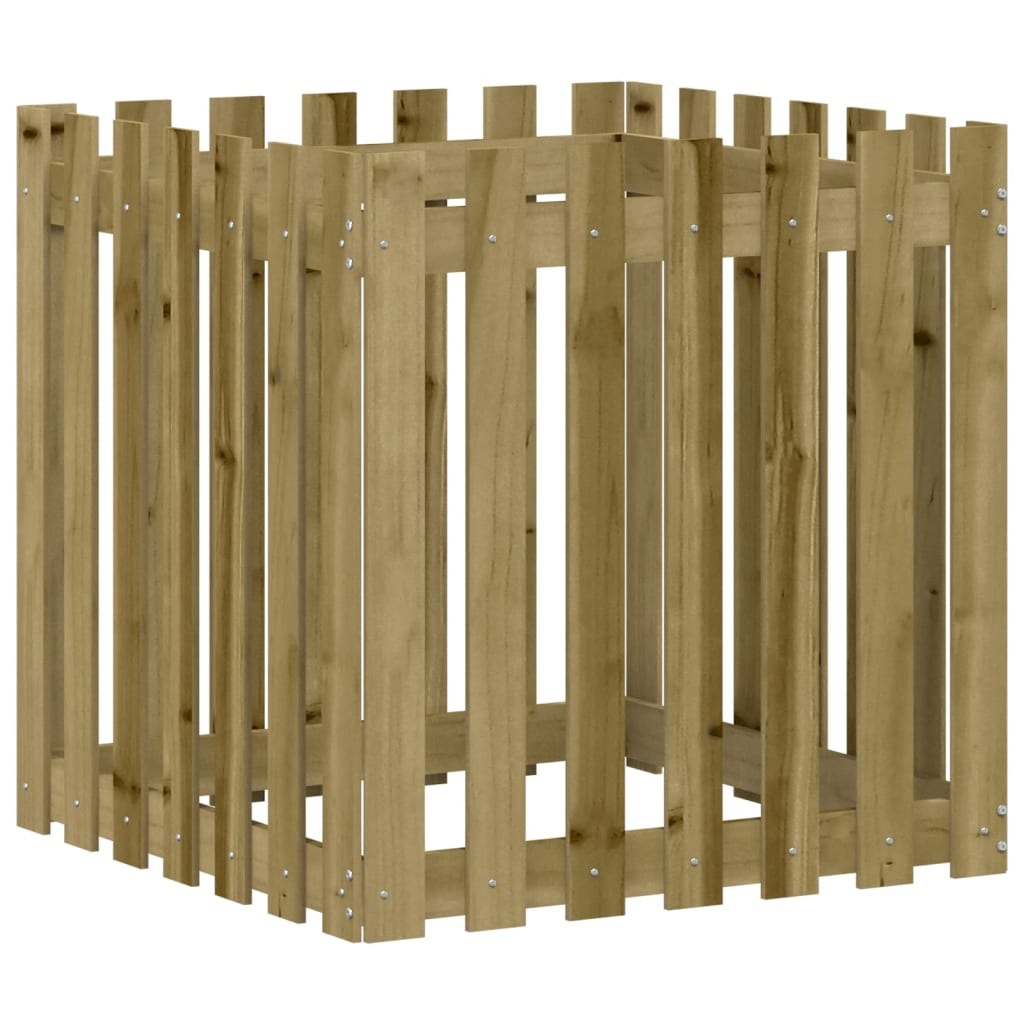 VidaXL Plantenbak met hekontwerp 70x70x70 cm geïmpregneerd grenenhout