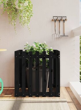 VidaXL Plantenbak met hekontwerp 70x70x70 cm massief grenenhout zwart