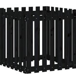 VidaXL Plantenbak met hekontwerp 70x70x70 cm massief grenenhout zwart