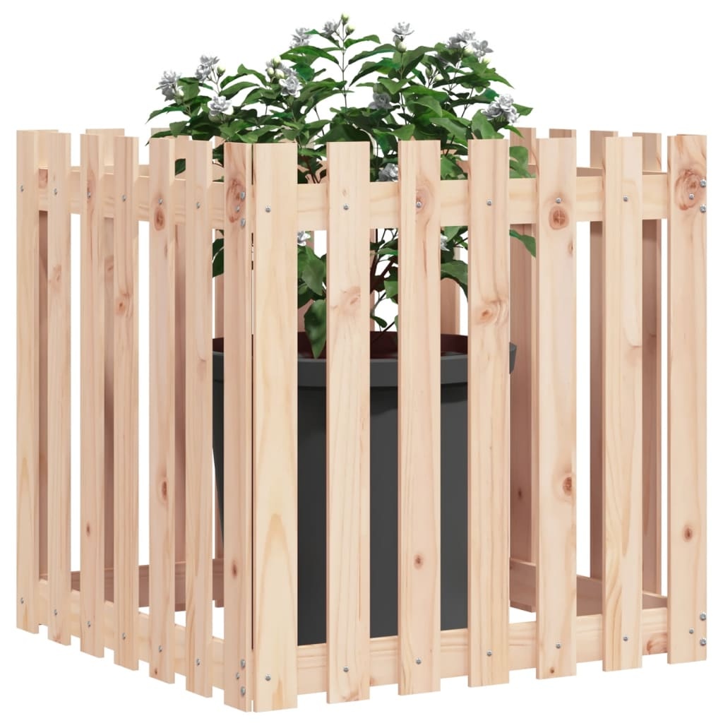 VidaXL Plantenbak met hekontwerp 70x70x70 cm massief grenenhout