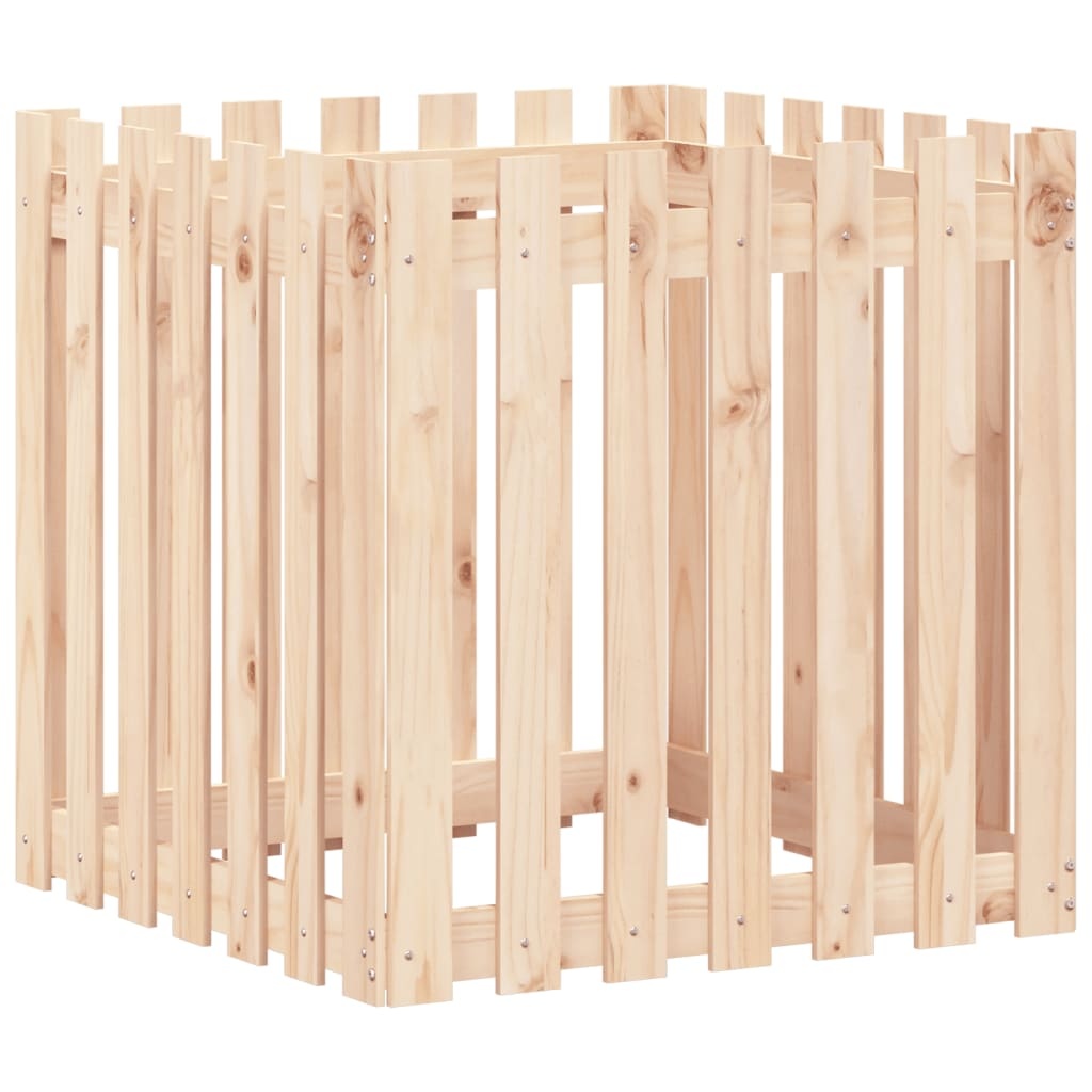 VidaXL Plantenbak met hekontwerp 70x70x70 cm massief grenenhout