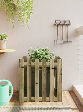 VidaXL Plantenbak met hekontwerp 60x60x60 cm geïmpregneerd grenenhout