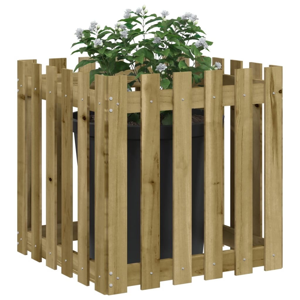 VidaXL Plantenbak met hekontwerp 60x60x60 cm geïmpregneerd grenenhout
