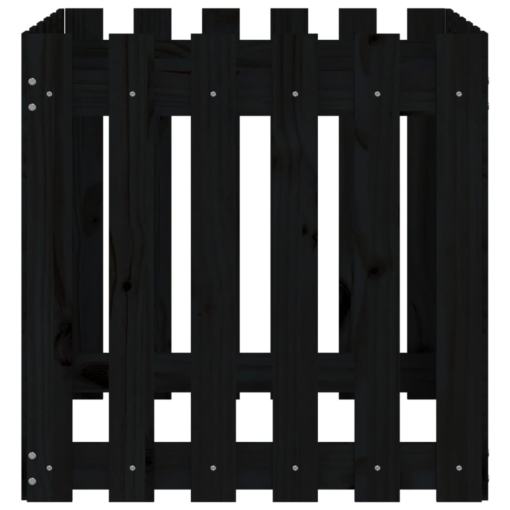 VidaXL Plantenbak met hekontwerp 60x60x60 cm massief grenenhout zwart