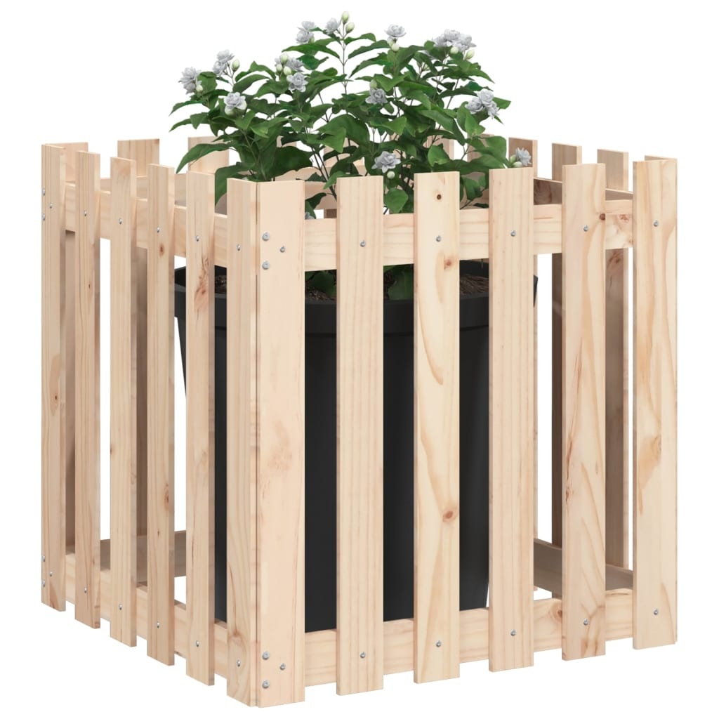 VidaXL Plantenbak met hekontwerp 60x60x60 cm massief grenenhout