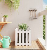 VidaXL Plantenbak met hekontwerp 50x50x50 cm massief grenenhout wit