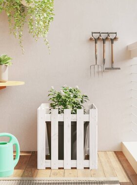 VidaXL Plantenbak met hekontwerp 50x50x50 cm massief grenenhout wit