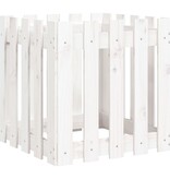 VidaXL Plantenbak met hekontwerp 50x50x50 cm massief grenenhout wit