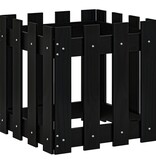 VidaXL Plantenbak met hekontwerp 40x40x40 cm massief grenenhout zwart