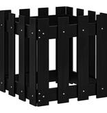 VidaXL Plantenbak met hekontwerp 40x40x40 cm massief grenenhout zwart