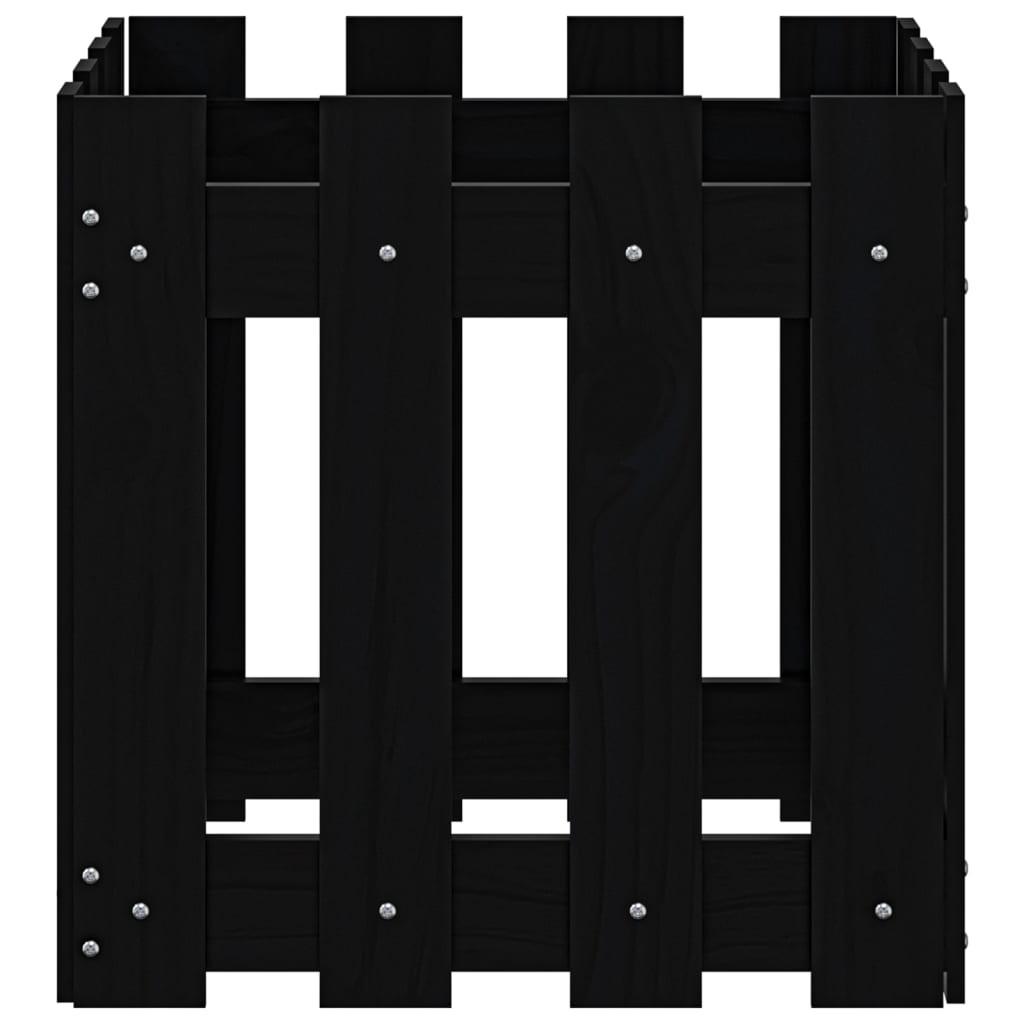 VidaXL Plantenbak met hekontwerp 40x40x40 cm massief grenenhout zwart