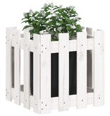 VidaXL Plantenbak met hekontwerp 40x40x40 cm massief grenenhout wit