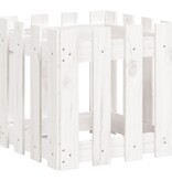 VidaXL Plantenbak met hekontwerp 40x40x40 cm massief grenenhout wit