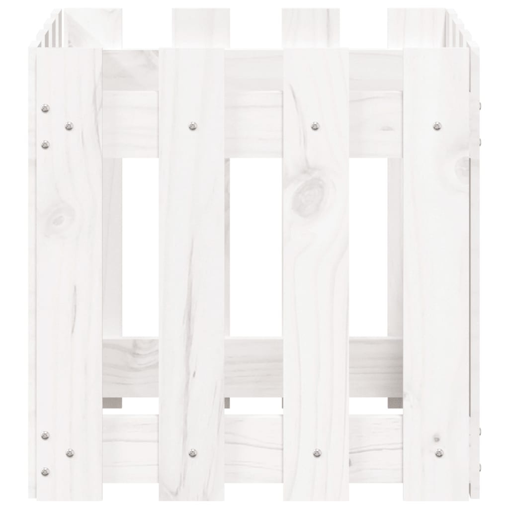 VidaXL Plantenbak met hekontwerp 40x40x40 cm massief grenenhout wit