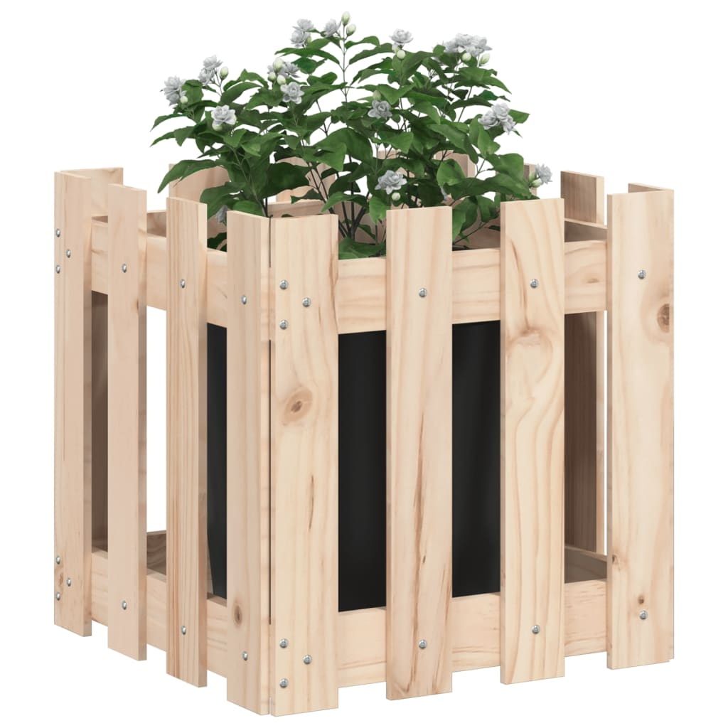 VidaXL Plantenbak met hekontwerp 40x40x40 cm massief grenenhout