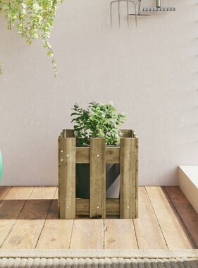 VidaXL Plantenbak met hekontwerp 30x30x30 cm geïmpregneerd grenenhout