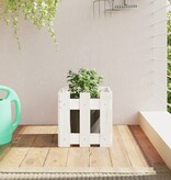 VidaXL Plantenbak met hekontwerp 30x30x30 cm massief grenenhout wit