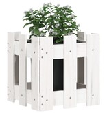 VidaXL Plantenbak met hekontwerp 30x30x30 cm massief grenenhout wit