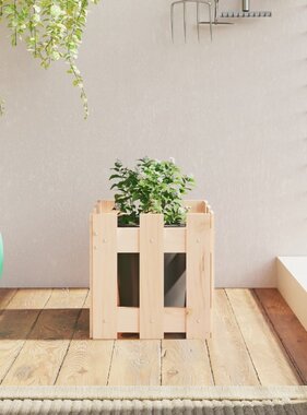 VidaXL Plantenbak met hekontwerp 30x30x30 cm massief grenenhout