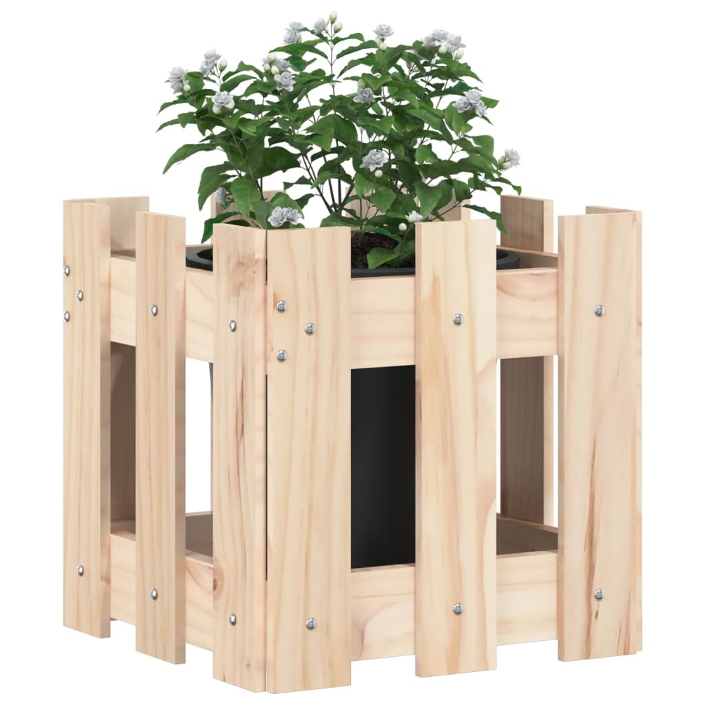 VidaXL Plantenbak met hekontwerp 30x30x30 cm massief grenenhout