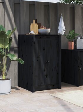 VidaXL Kastdeurtjes voor buitenkeuken 50x9x82 cm grenenhout zwart