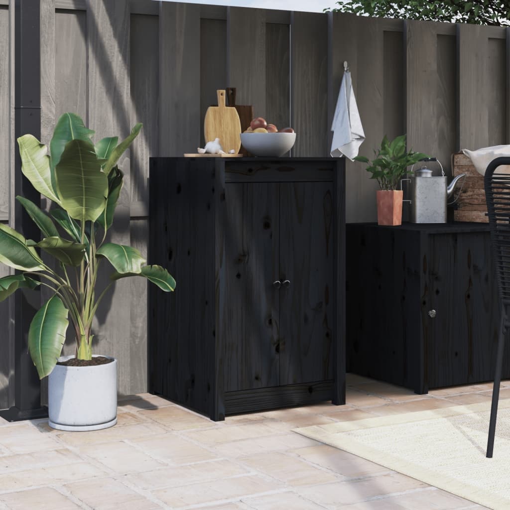 VidaXL Kastdeurtjes voor buitenkeuken 50x9x82 cm grenenhout zwart
