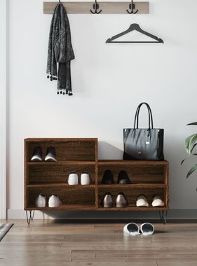 VidaXL Schoenenkast 102x36x60 cm bewerkt hout bruin eikenkleur