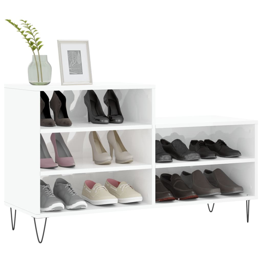 VidaXL Schoenenkast 102x36x60 cm bewerkt hout hoogglans wit
