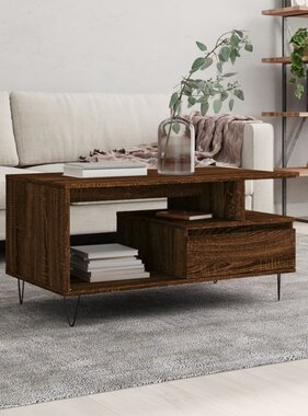 VidaXL Salontafel 90x49x45 cm bewerkt hout bruineiken