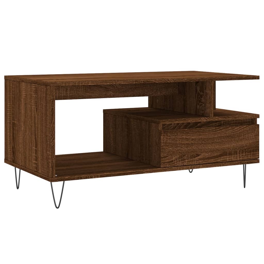 VidaXL Salontafel 90x49x45 cm bewerkt hout bruineiken