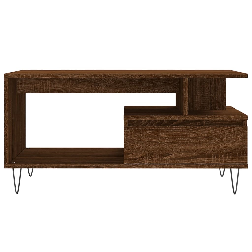 VidaXL Salontafel 90x49x45 cm bewerkt hout bruineiken