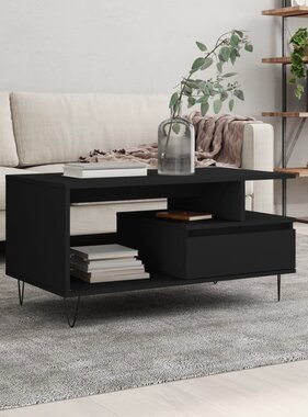 VidaXL Salontafel 90x49x45 cm bewerkt hout zwart
