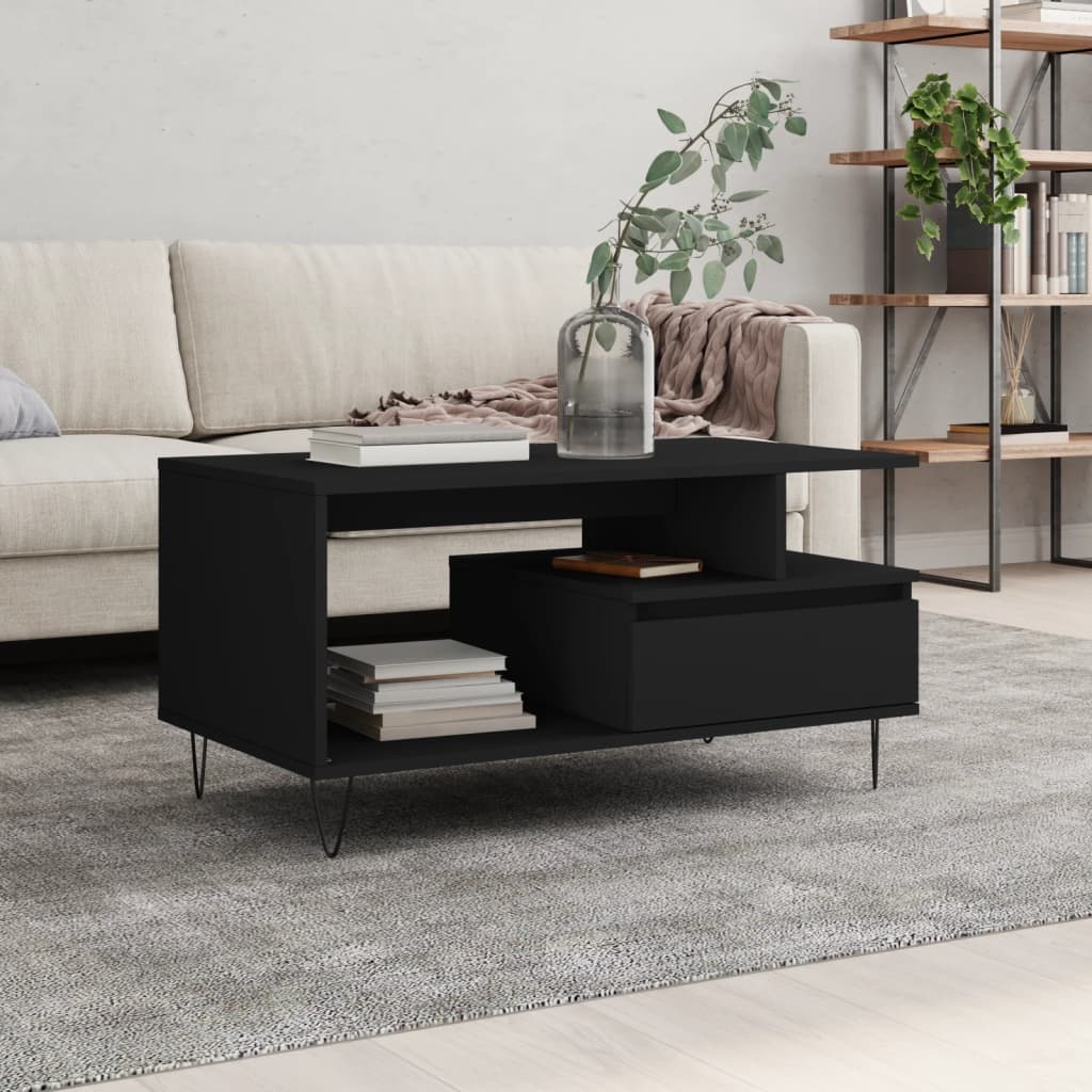 VidaXL Salontafel 90x49x45 cm bewerkt hout zwart