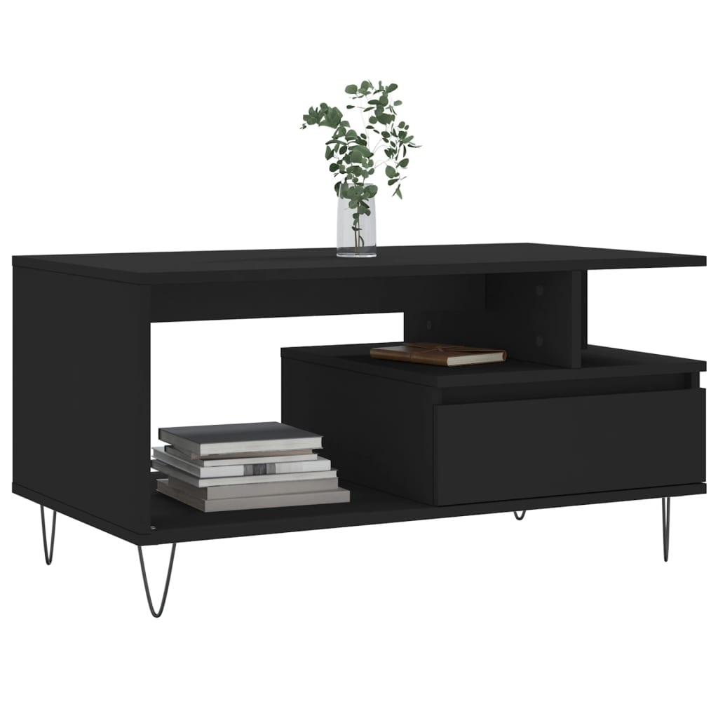 VidaXL Salontafel 90x49x45 cm bewerkt hout zwart