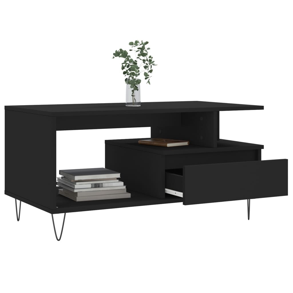 VidaXL Salontafel 90x49x45 cm bewerkt hout zwart