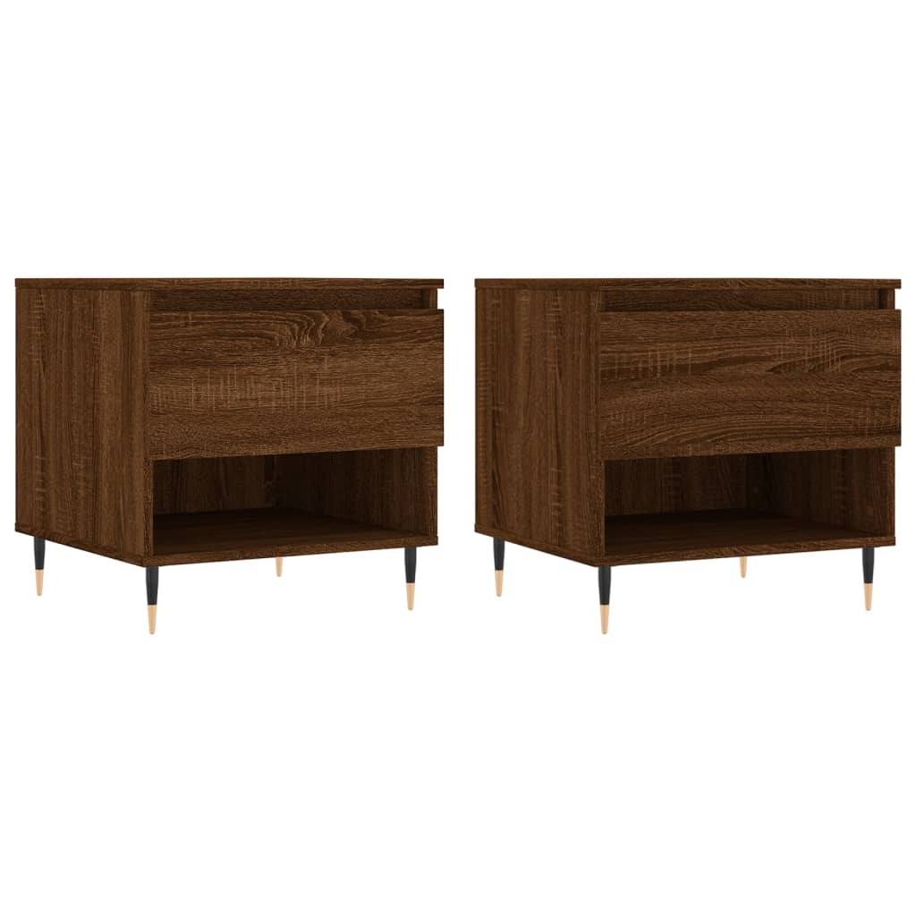 VidaXL Salontafels 2 st 50x46x50 cm bewerkt hout bruin eikenkleur