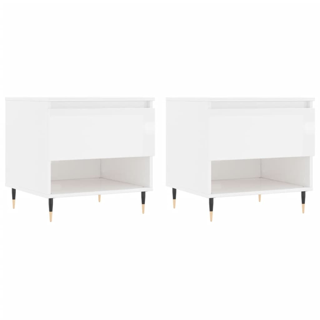 VidaXL Salontafels 2 st 50x46x50 cm bewerkt hout hoogglans wit