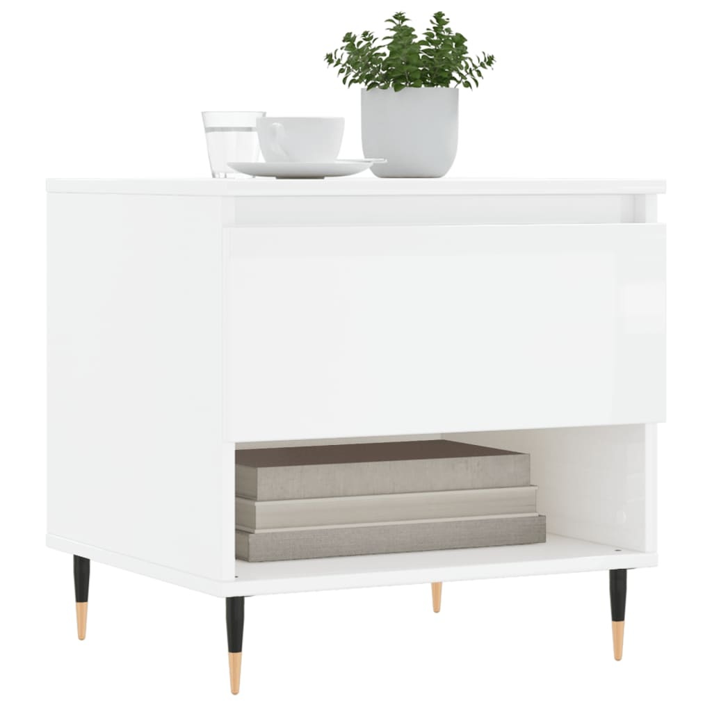 VidaXL Salontafels 2 st 50x46x50 cm bewerkt hout hoogglans wit