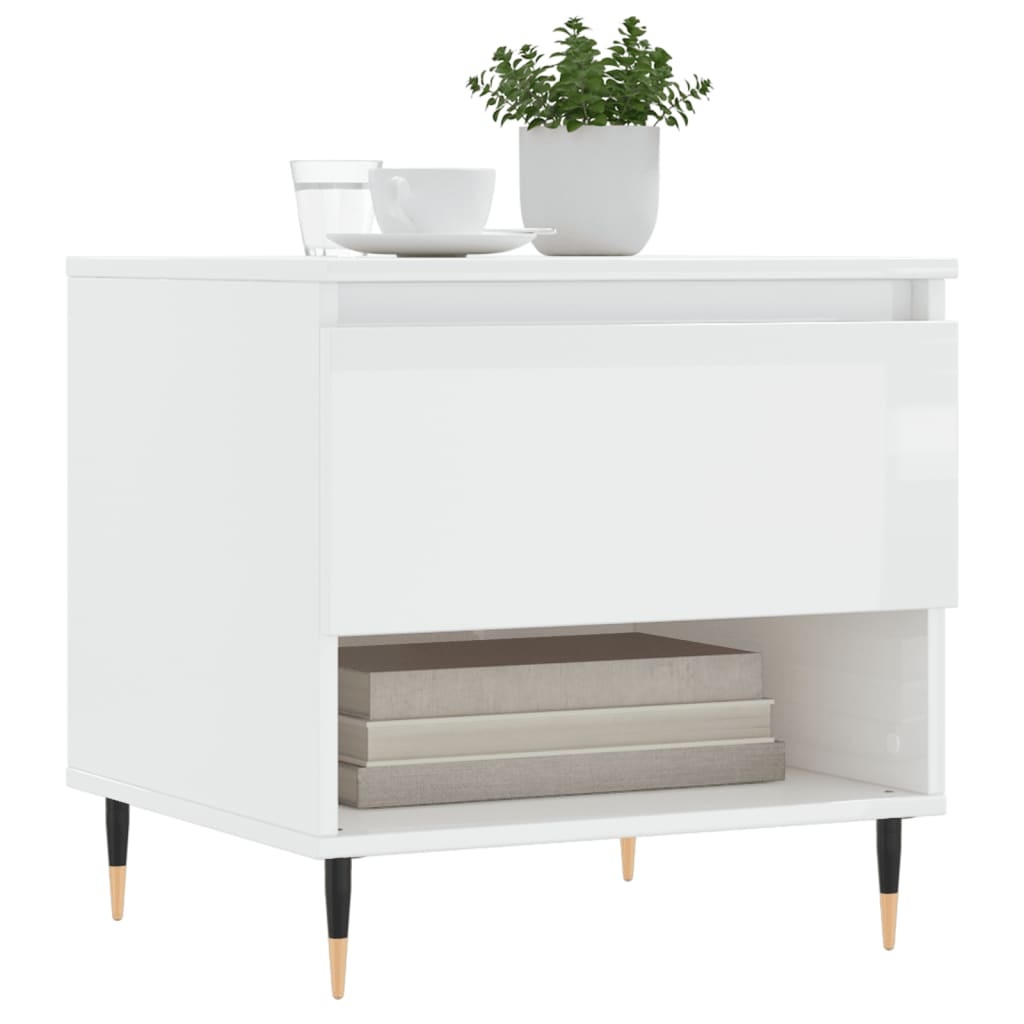 VidaXL Salontafel 50x46x50 cm bewerkt hout hoogglans wit