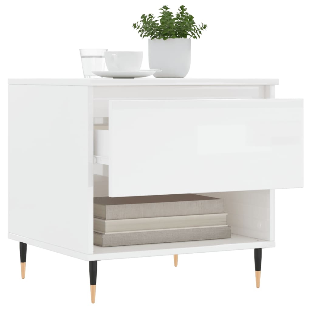 VidaXL Salontafel 50x46x50 cm bewerkt hout hoogglans wit